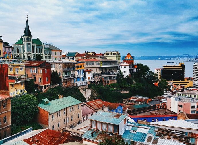 Bunte Häuser in Valparaíso
